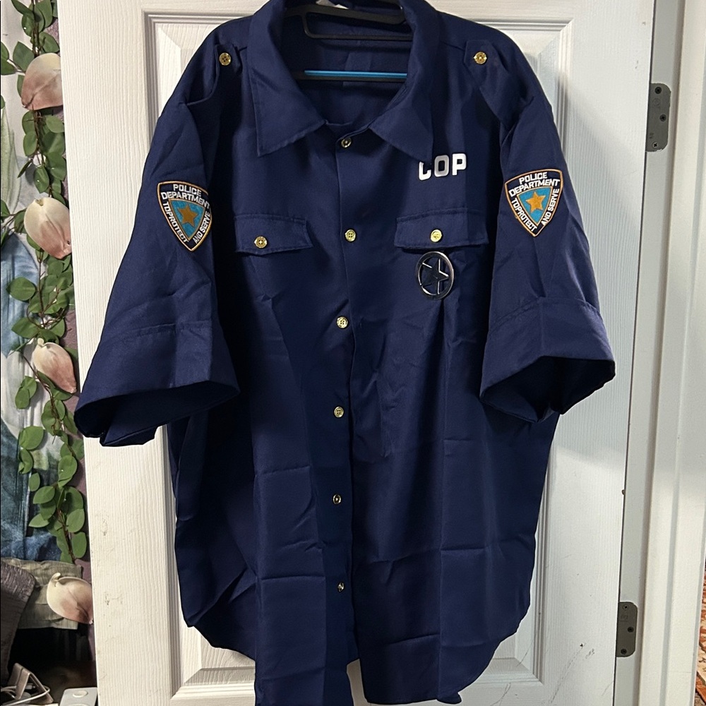 Adult Police Officer Costume Shirt - Blue xl/xxl